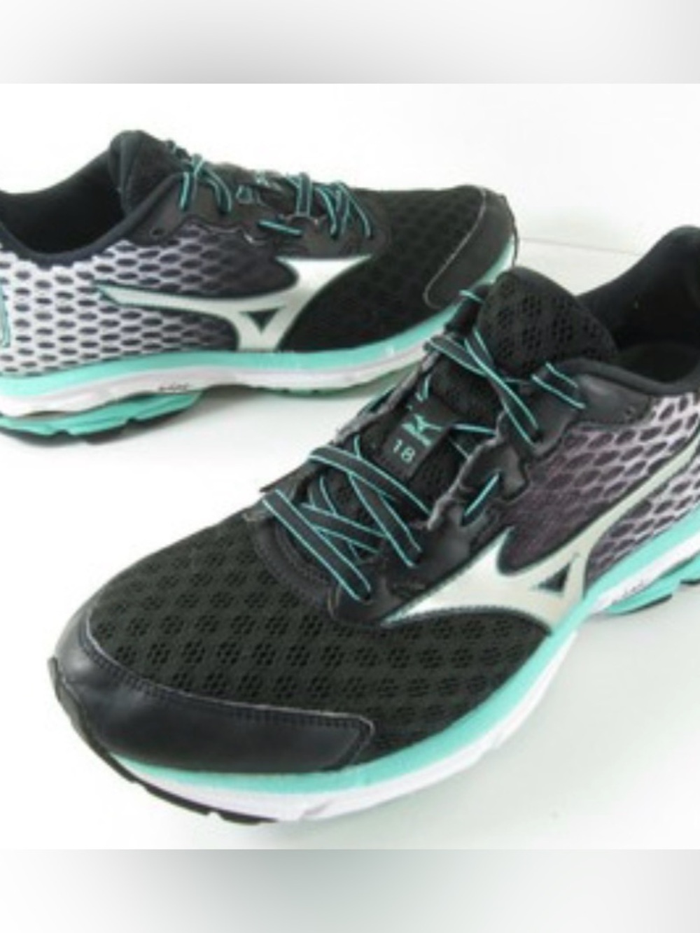 Mizuno Wave Rider 18 Orthotic Cushion Running Shoes Black Mint US 9